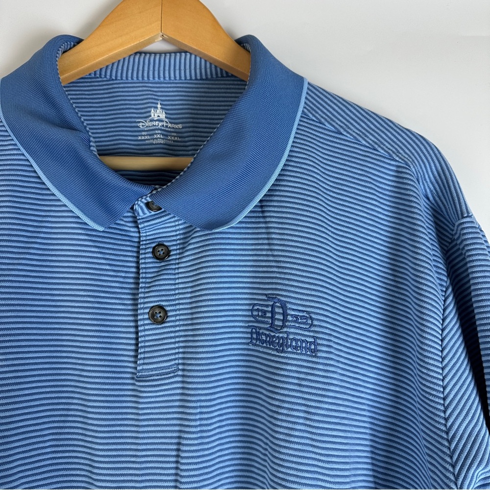 Disney Parks Disneyland Men’s XXL Blue Striped Embroidered Logo Polo‎